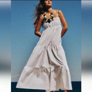 Zara Tiered Poplin Midi Dress